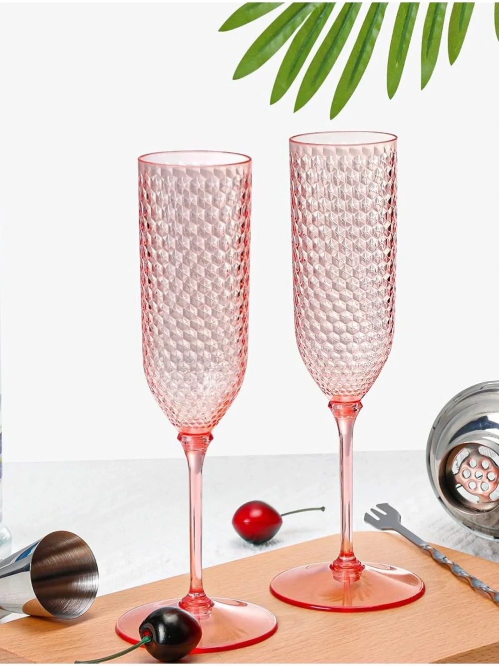24 Pink Plastic Champagne/Mimosa Glasses